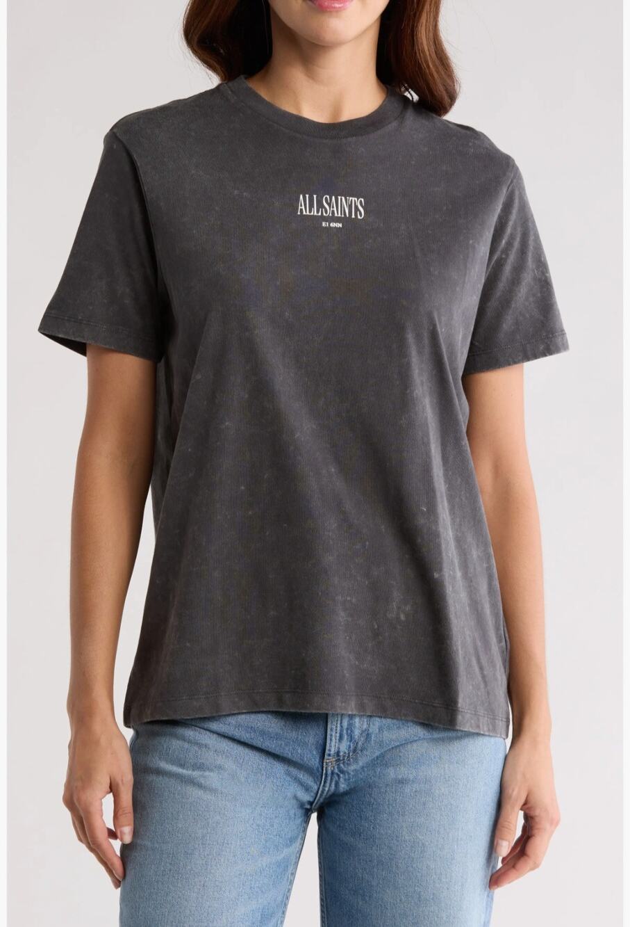 ALLSAINTS Flutter BF Tee Washed Black Butterfly Moth Graphic T-Shirt Size Small